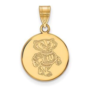 10k Yellow Gold U. of Wisconsin Medium Badgers Disc Pendant
